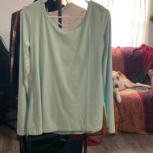CVG Open back long sleeve top, mint green size large